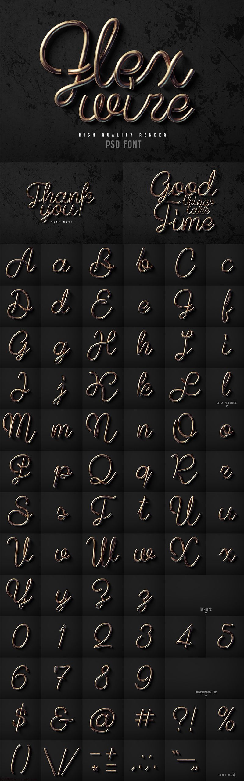 金属铁丝数字英文字母符号艺术字体创意png元素海报模板素材设计